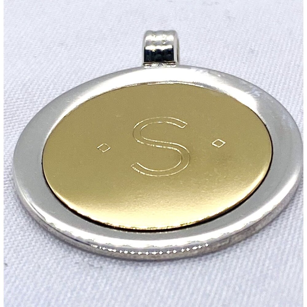 SOLD!!! Tiffany & Co Sterling Silver 18K Round Tag Initial "S" Pendant